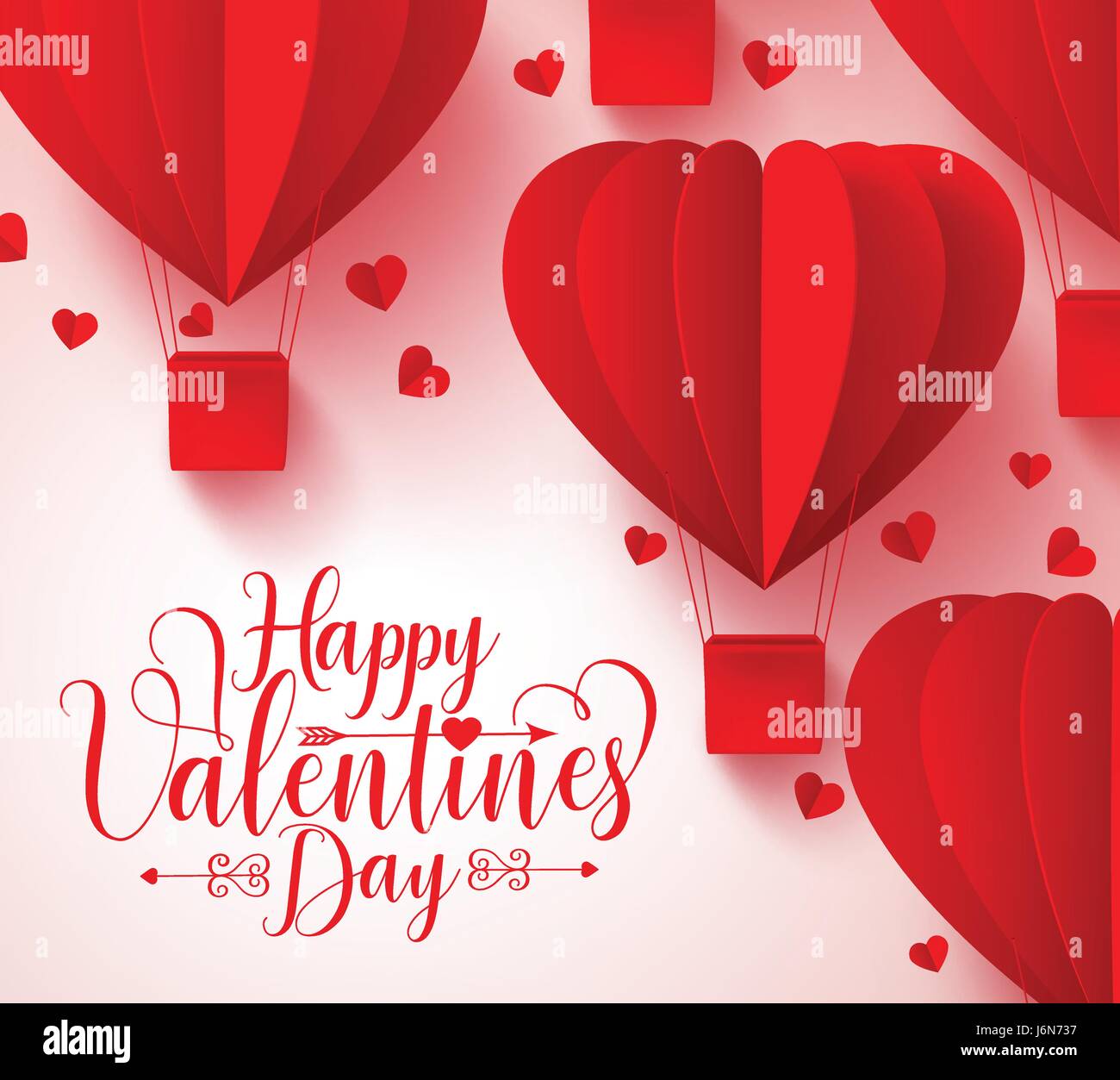 Happy valentines day typography vector design with paper cut red heart ...