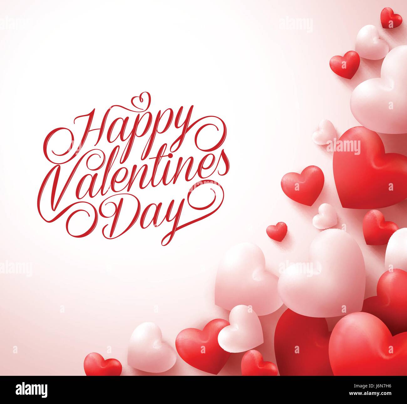 Happy Valentines Day Greetings Vector with Red Hearts and Typography ...