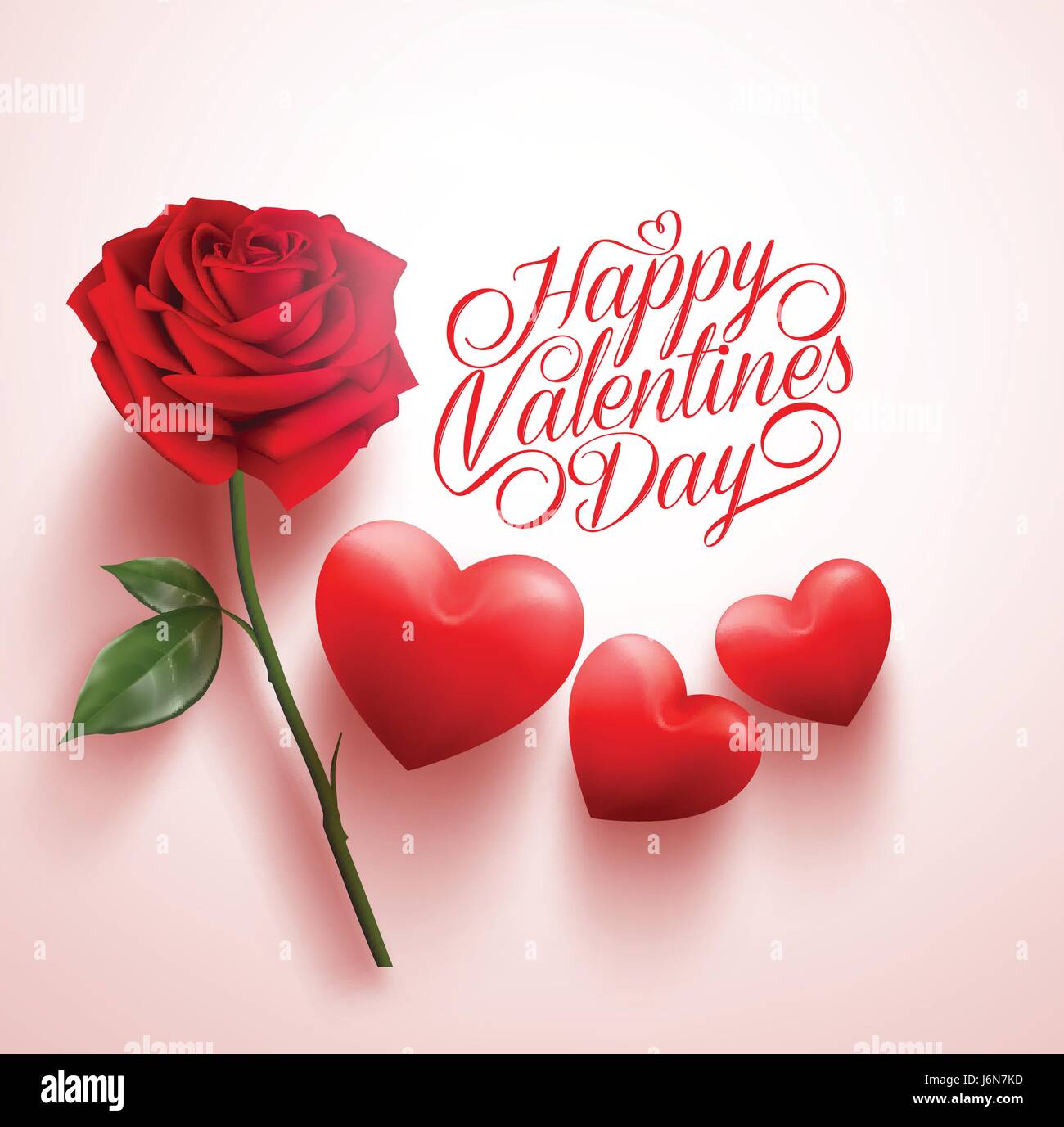 Red Rose and Hearts with Happy Valentines Day Message. Vector Illustration  Stock Vector Image & Art - Alamy