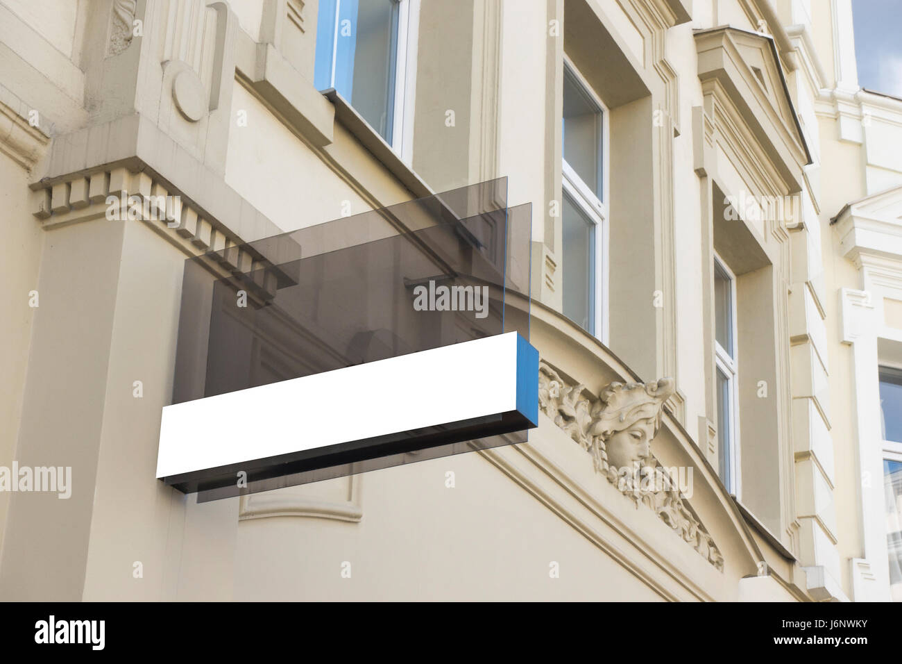 Mock up. Rectangular glass signboard on the wall Stock Photo - Alamy