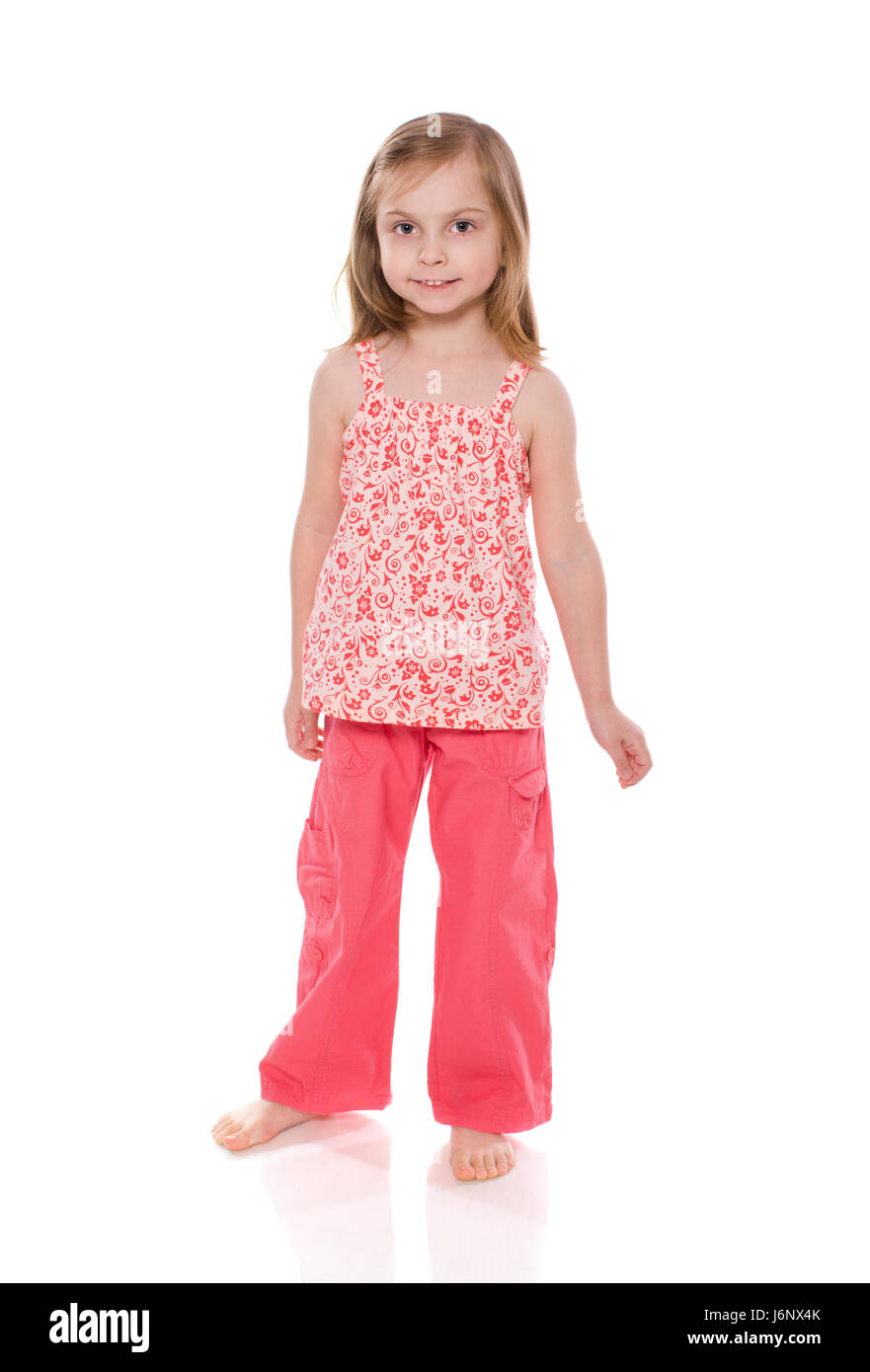 portrait of cheerful Little Girl isolated on white Stock Photo - Alamy