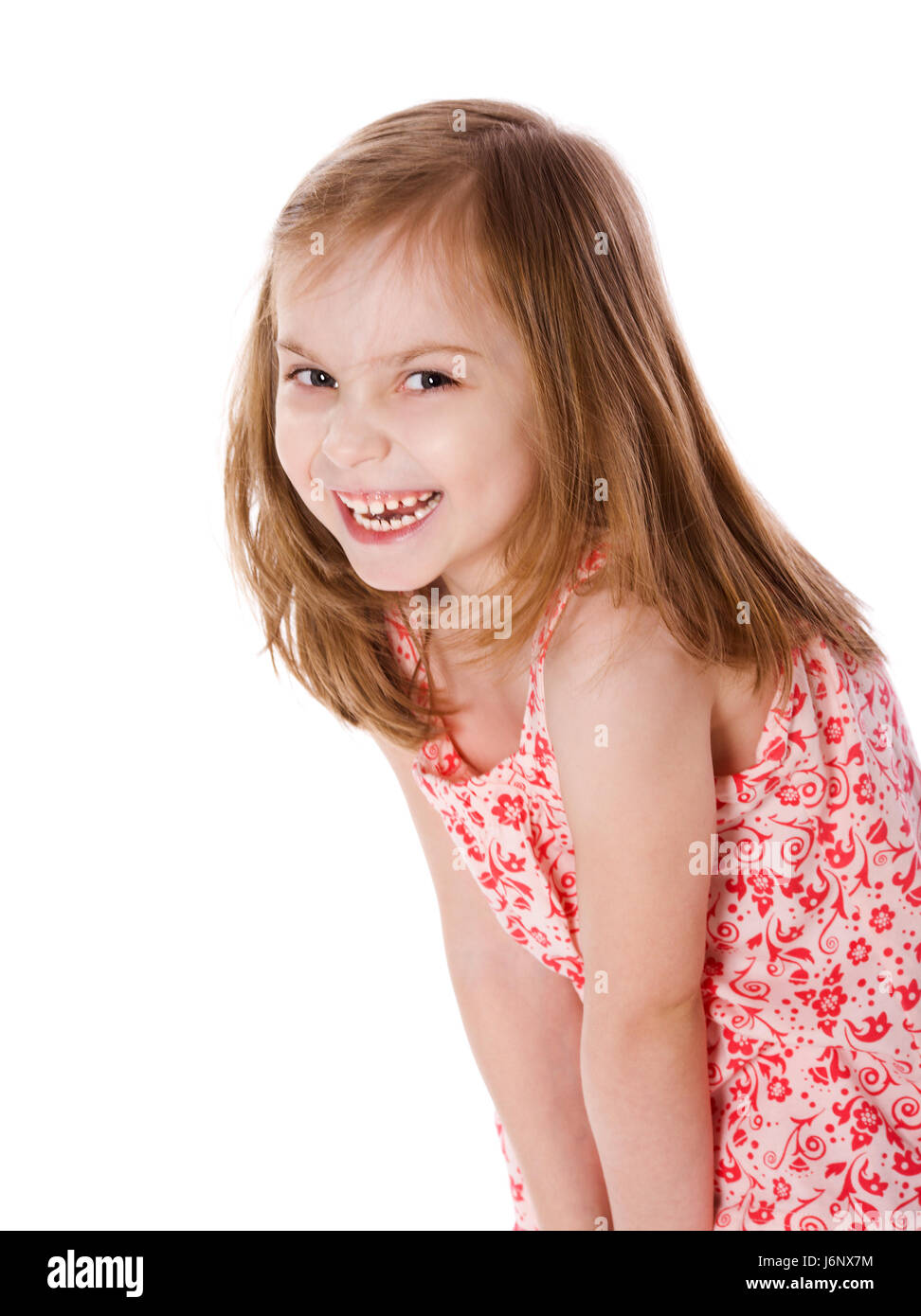 portrait of cheerful Little Girl isolated on white Stock Photo - Alamy