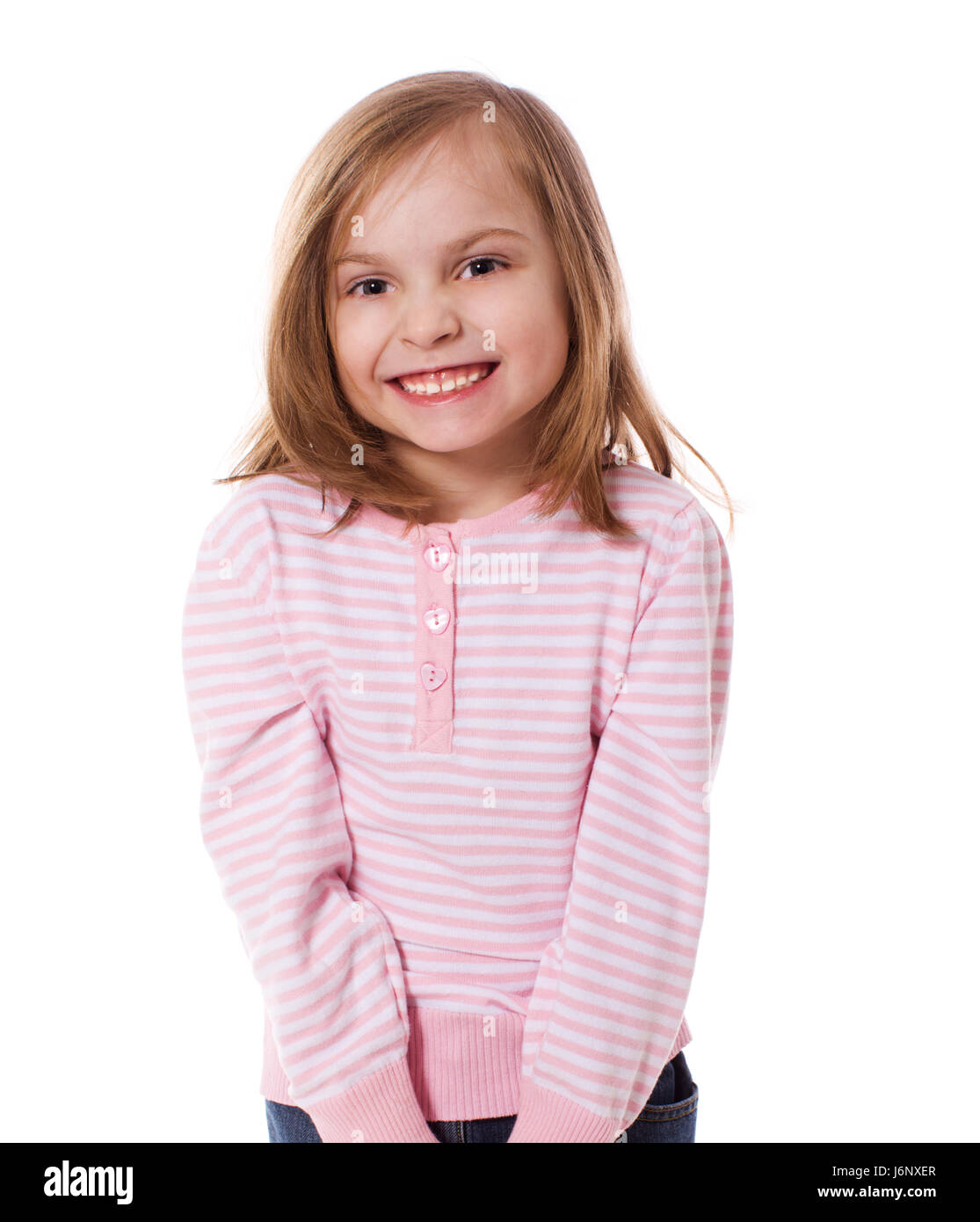 portrait of cheerful Little Girl isolated on white Stock Photo - Alamy