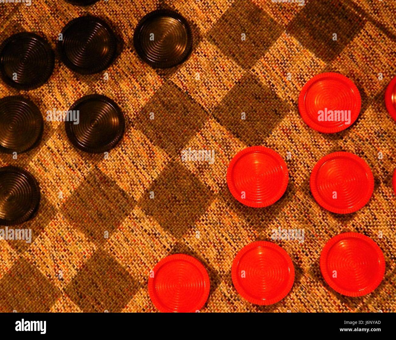 Up Close View of the Game of Checkers Stock Photo