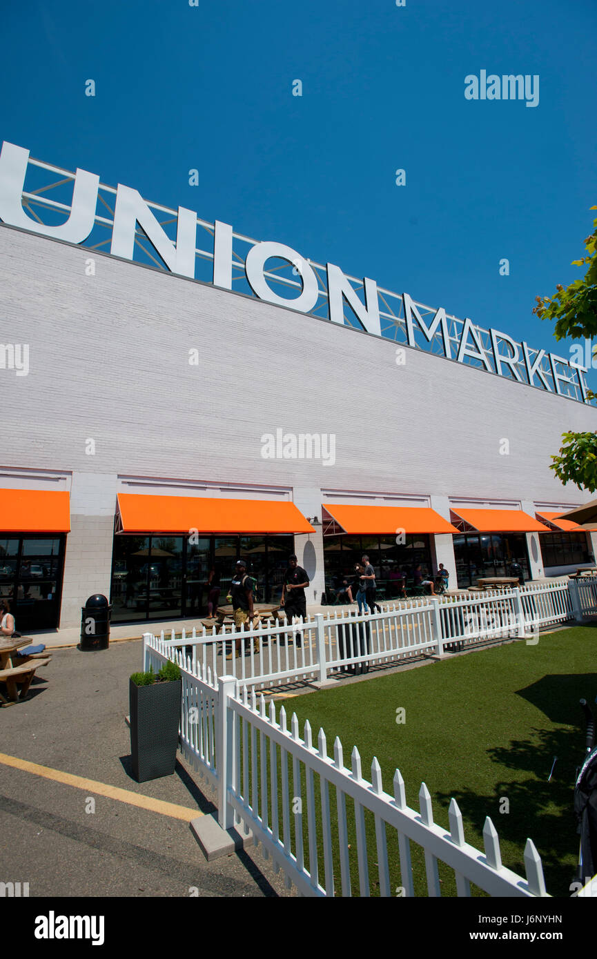 USA Washington DC Union Market hip market place for food and shopping in NE Northeast D.C. Stock Photo