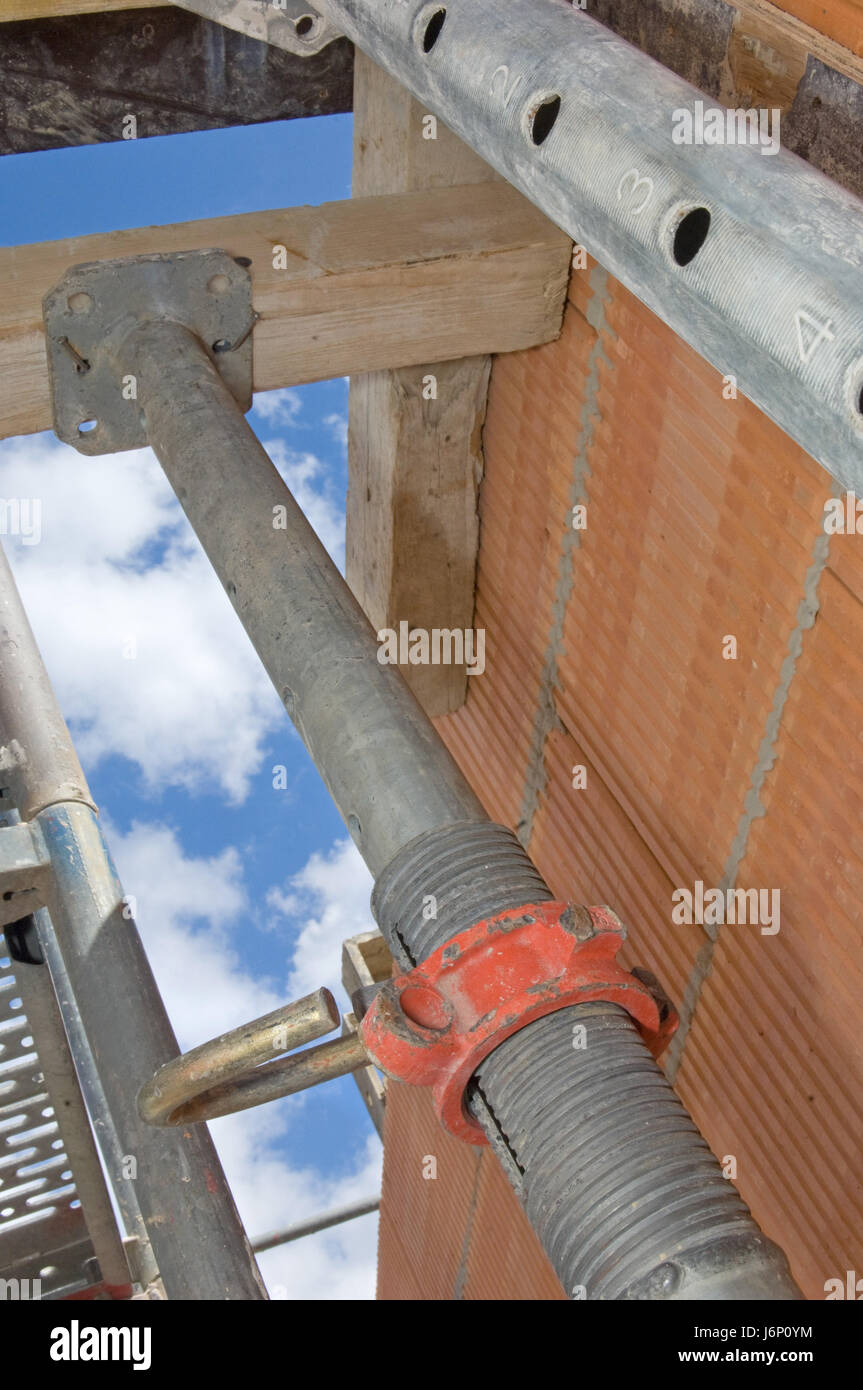 build scaffold scaffolding sustain prop truncate construction site build wall Stock Photo