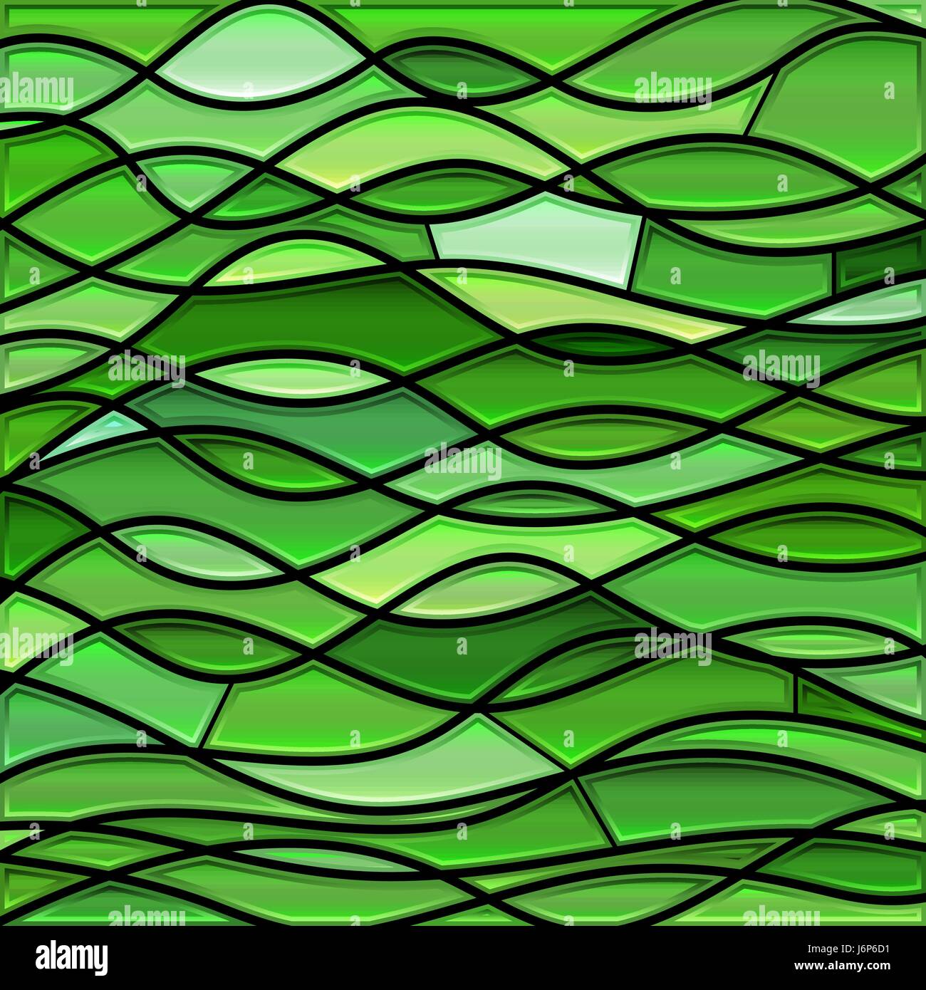 abstract vector stained-glass mosaic background - green waves Stock ...