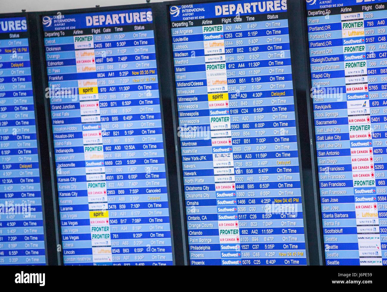 Flight status at Denver airport Stock Photo Alamy