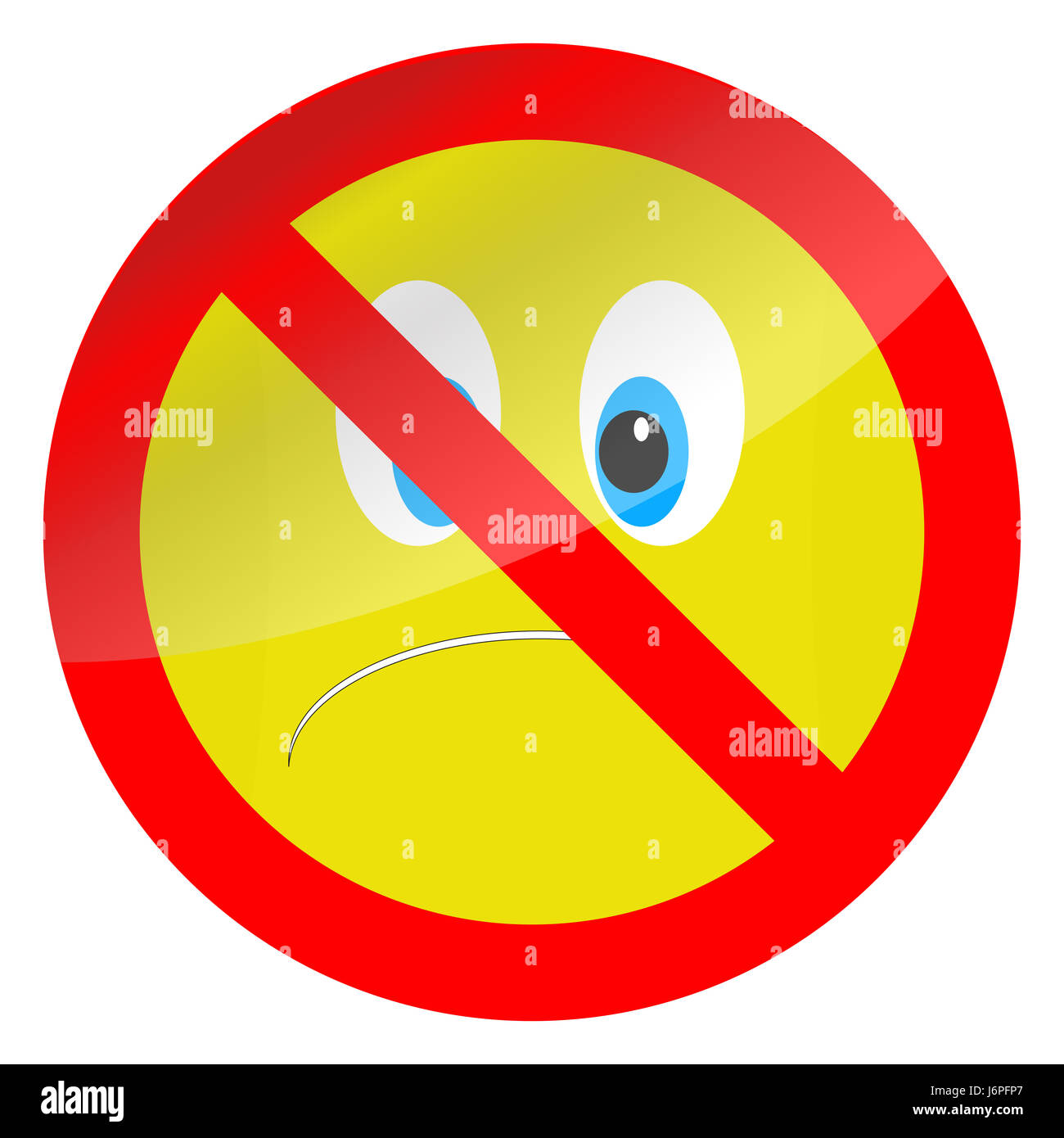 Prohibition of bad mood symbol. Vector no bad mood and depression, illustration only good mood Stock Photo