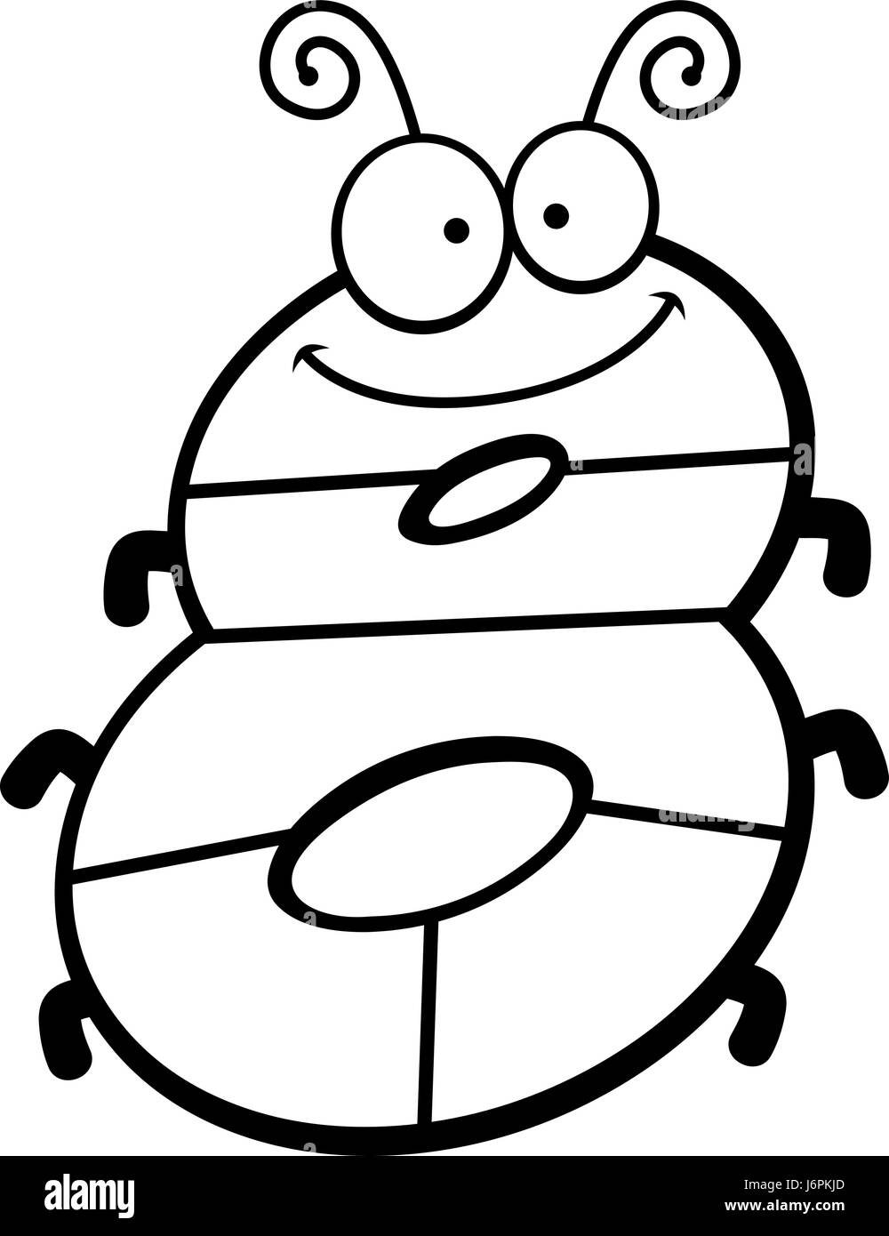 Cartoon illustration number eight smiling Black and White Stock