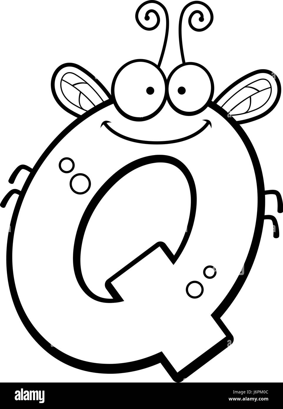 A cartoon illustration of the letter Q with an insect theme Stock ...