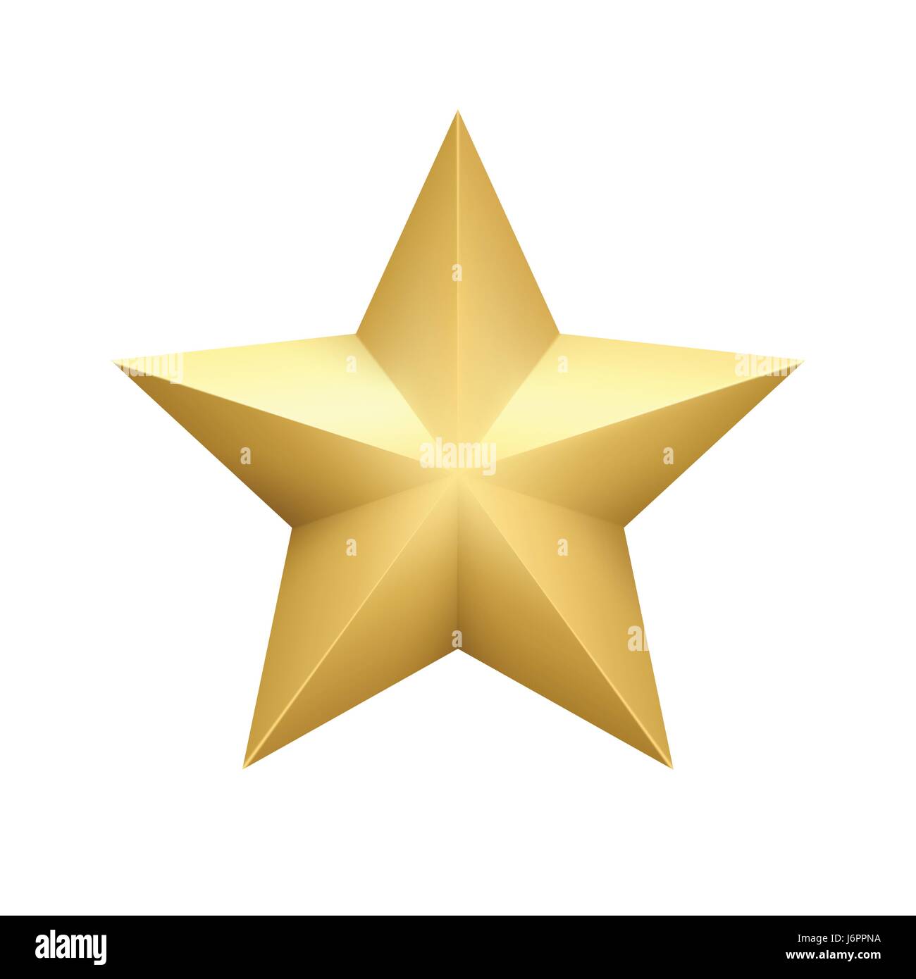 Realistic metallic golden star isolated on white background. Vector illustration Stock Vector