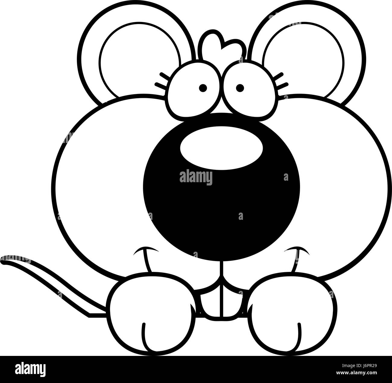 A cartoon illustration of a baby mouse peeking over an object. Stock Vector