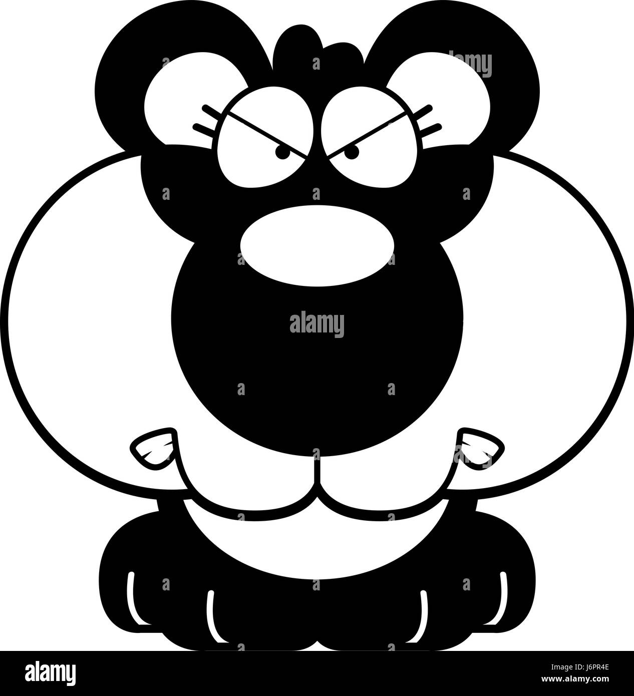 A cartoon illustration of a panda cub with an angry expression. Stock Vector