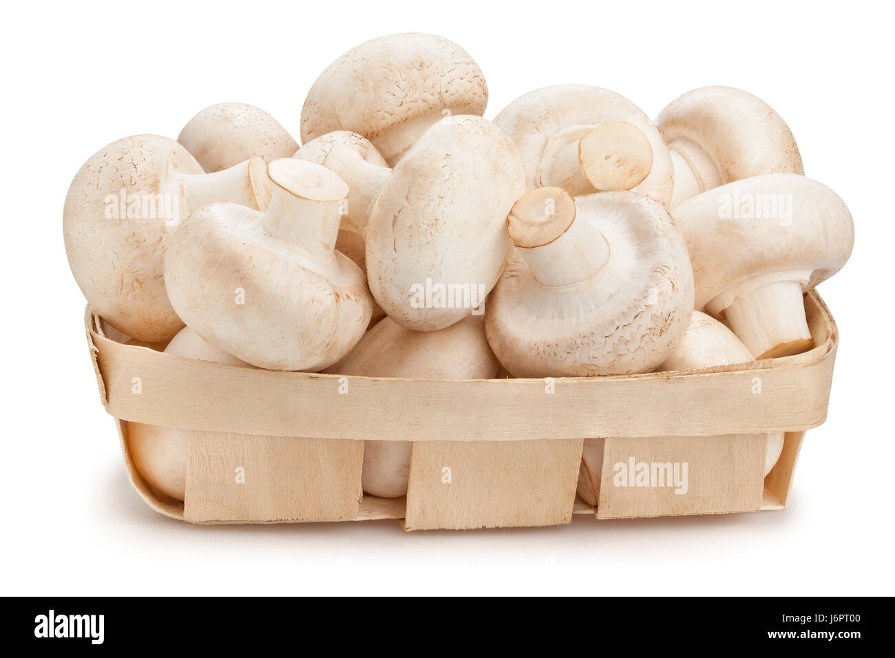 mushrooms basket isolated Stock Photo