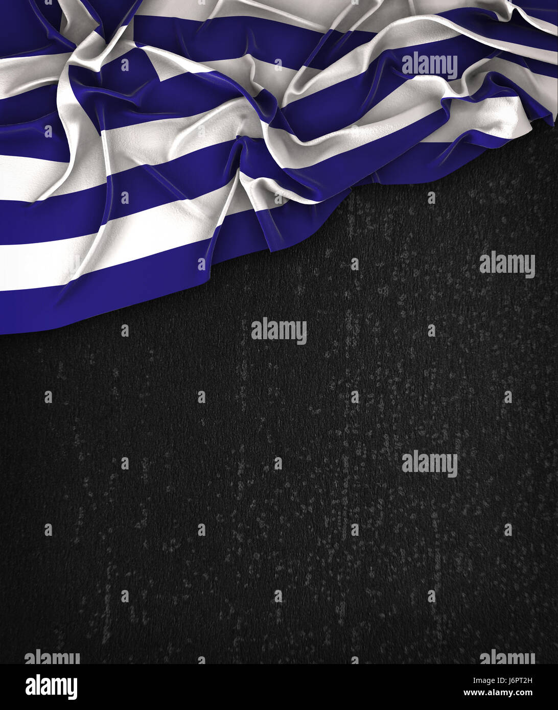 Greece Flag Vintage on a Grunge Black Chalkboard With Space For Text Stock Photo