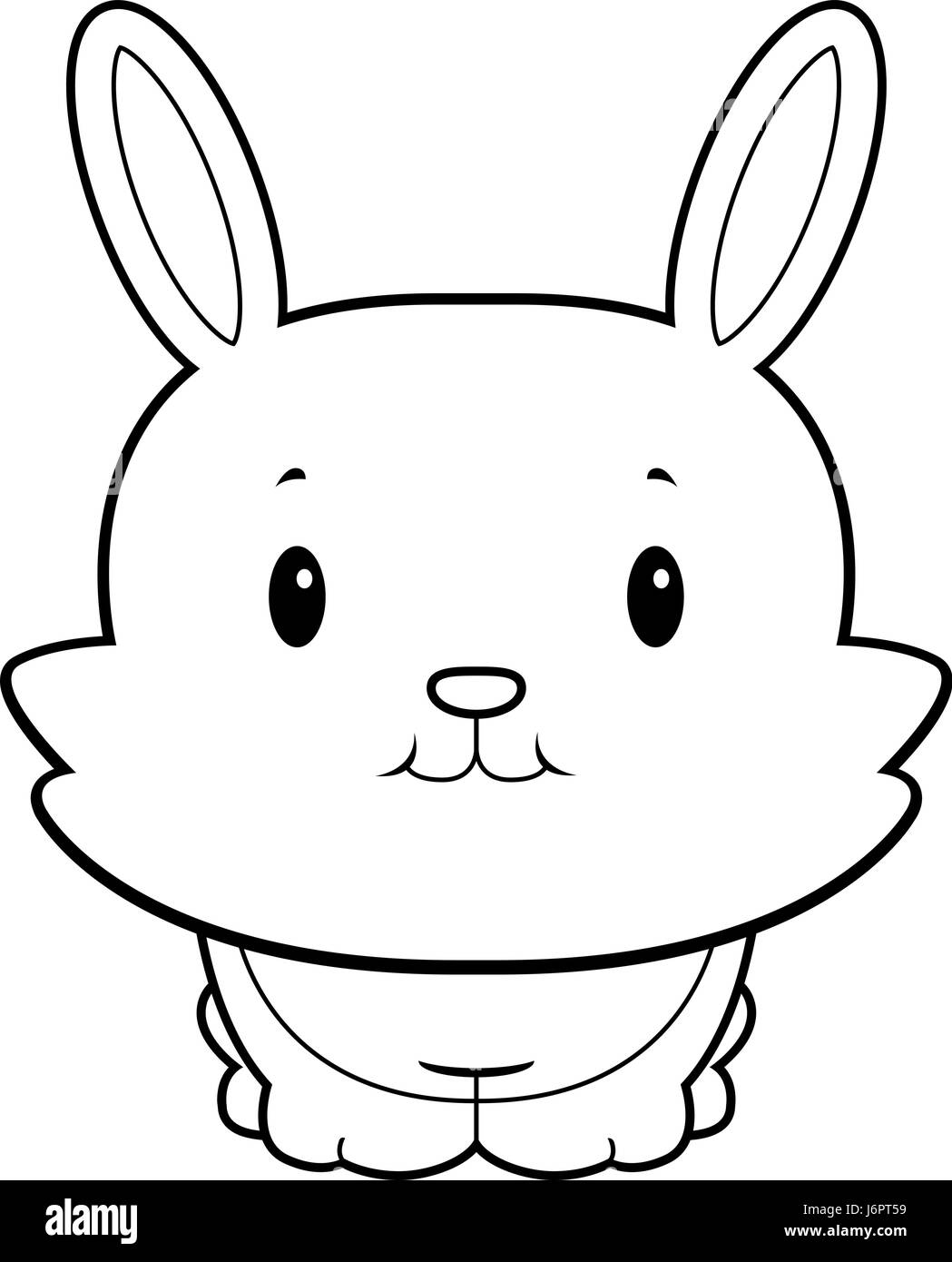 A happy cartoon baby rabbit standing and smiling. Stock Vector