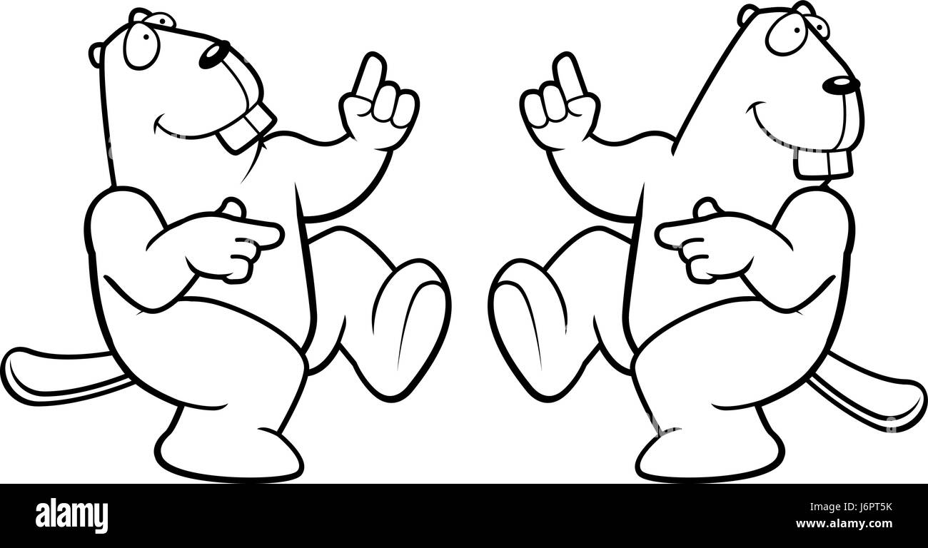 A happy cartoon beaver dancing and smiling Stock Vector Image & Art - Alamy