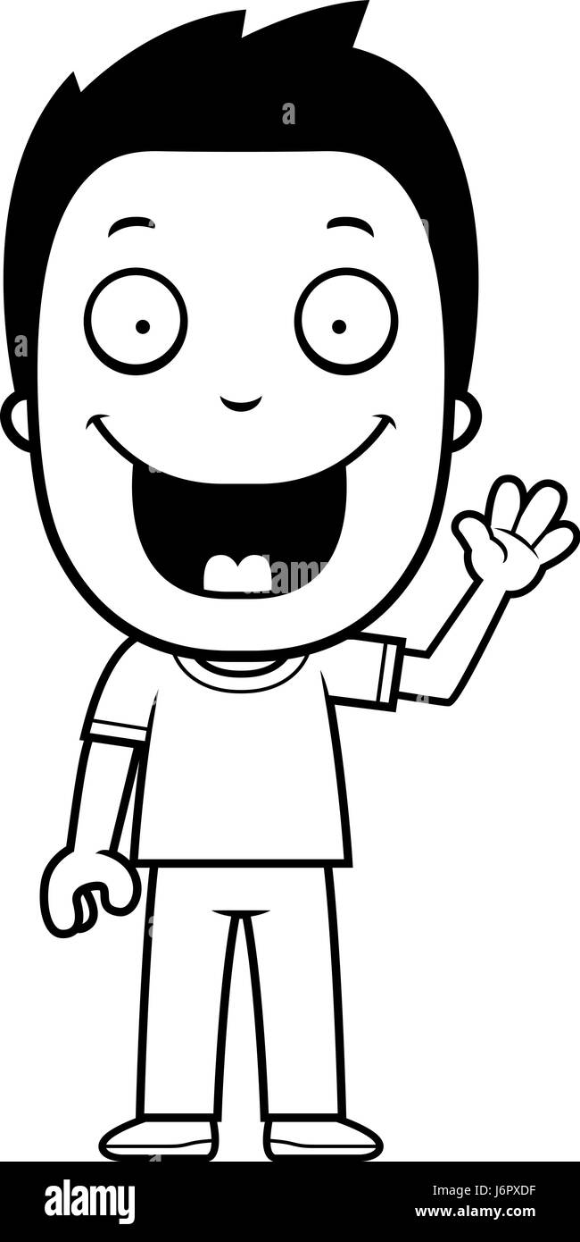 A happy cartoon boy waving and smiling Stock Vector Image & Art - Alamy