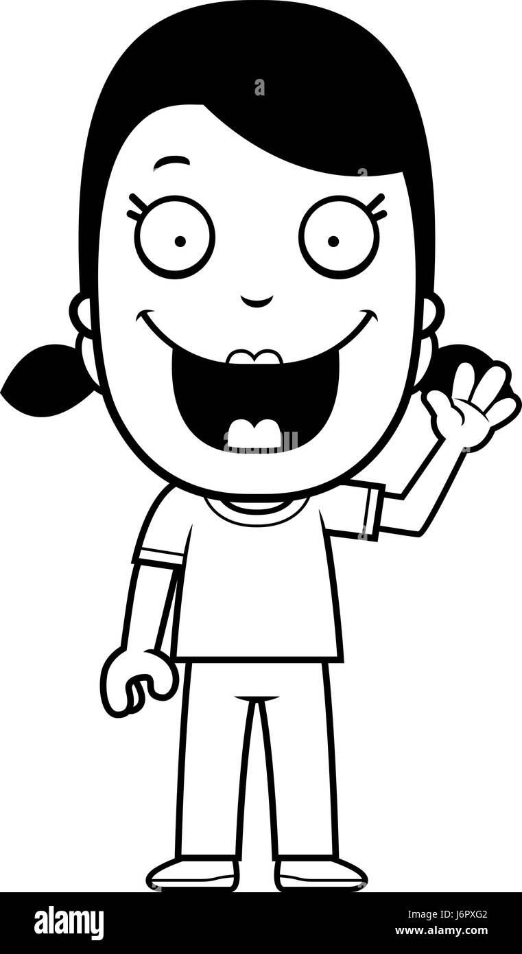 A happy cartoon girl waving and smiling Stock Vector Image & Art - Alamy