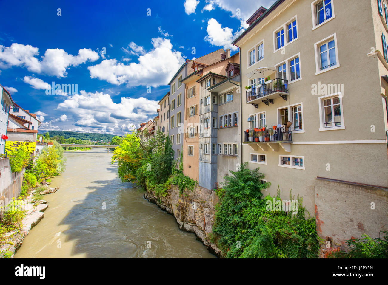 Old city center of Brugg, Aargau, Switzerland. Stock Photo