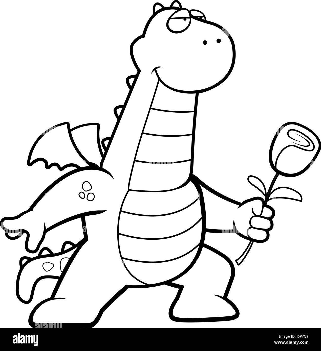 A happy cartoon dragon with a flower Stock Vector Image & Art - Alamy