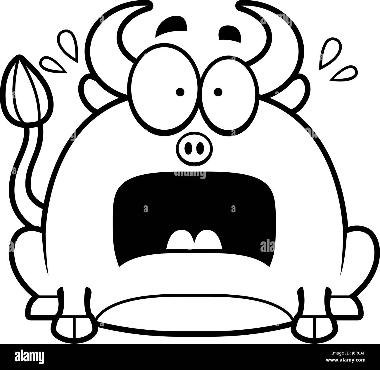 A cartoon illustration of a little bull looking terrified Stock Vector ...