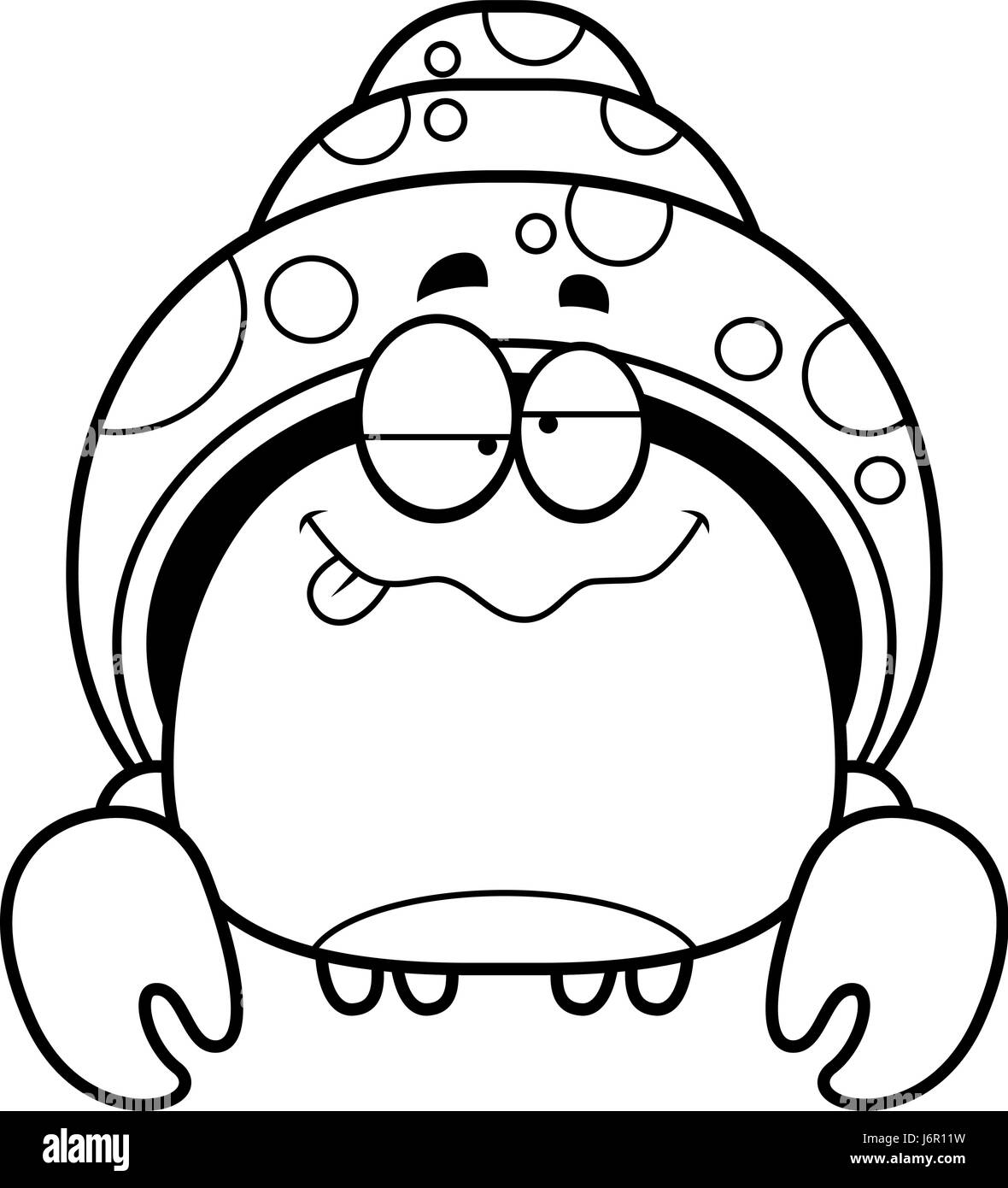 A cartoon illustration of a hermit crab looking drunk Stock Vector