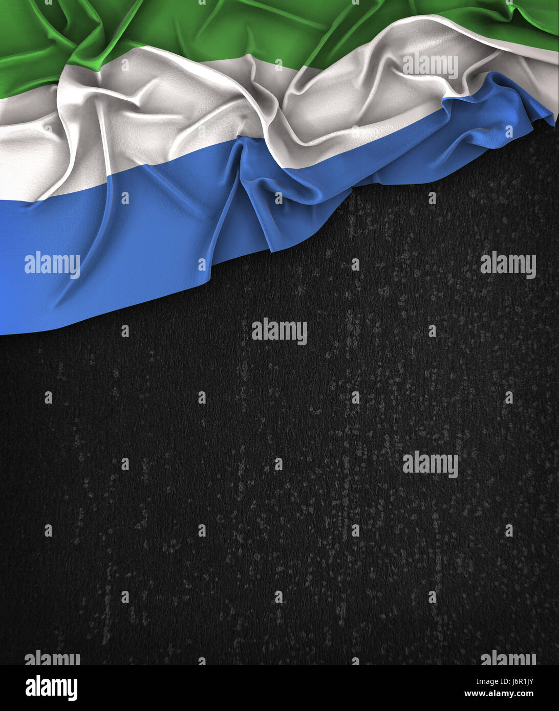 Sierra Leone Flag Vintage on a Grunge Black Chalkboard With Space For Text Stock Photo