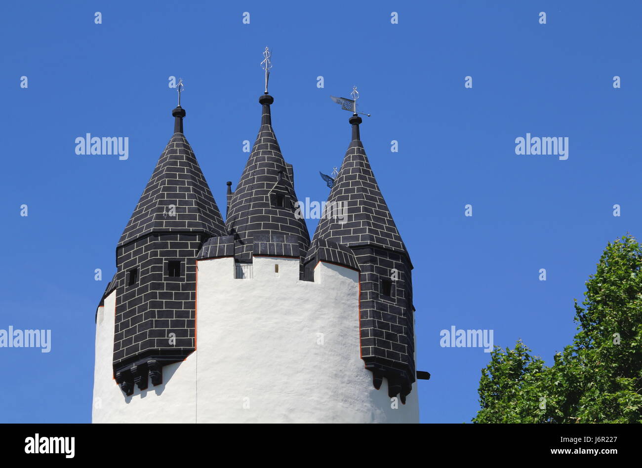 tower hesse firmament sky super first class chateau castle blue tower hesse Stock Photo