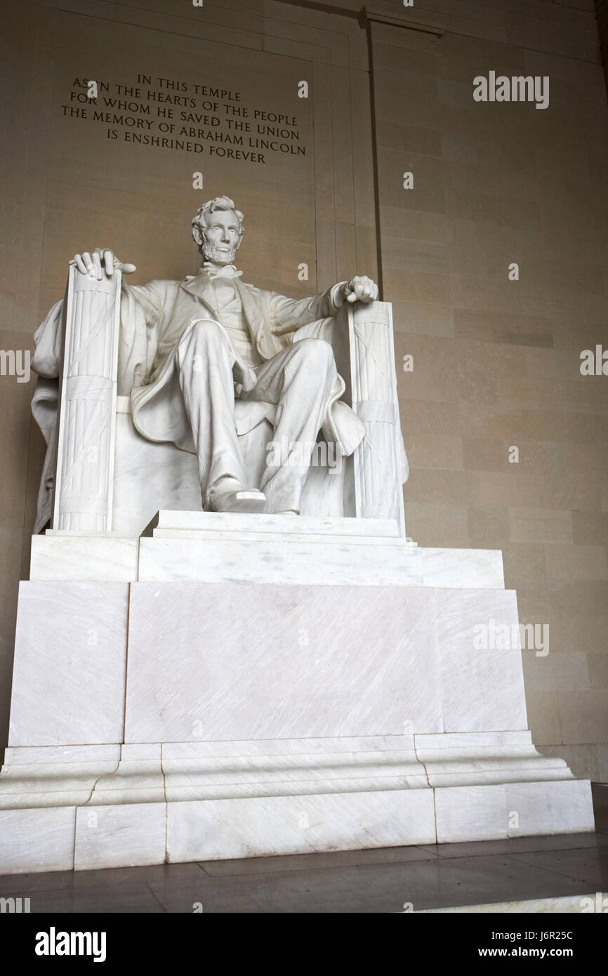 abraham lincoln statue inside the lincoln memorial Washington DC USA Stock Photo