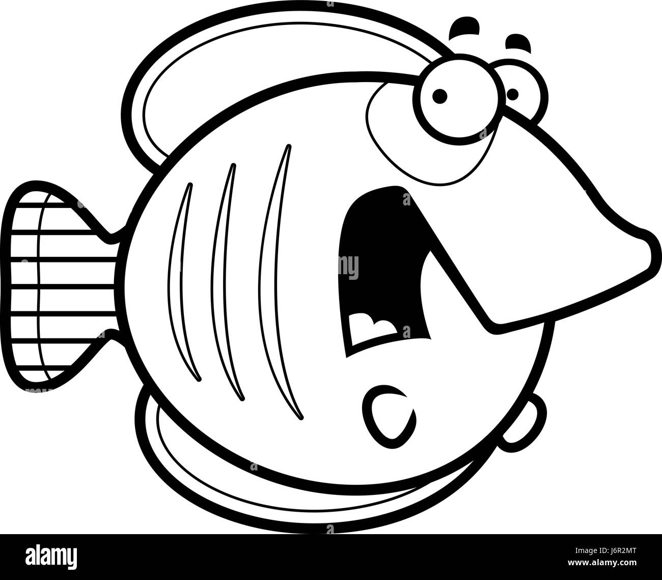 Scared Fish Line Drawing A cartoon illustration of a butterflyfish looking scared Stock Vector ...