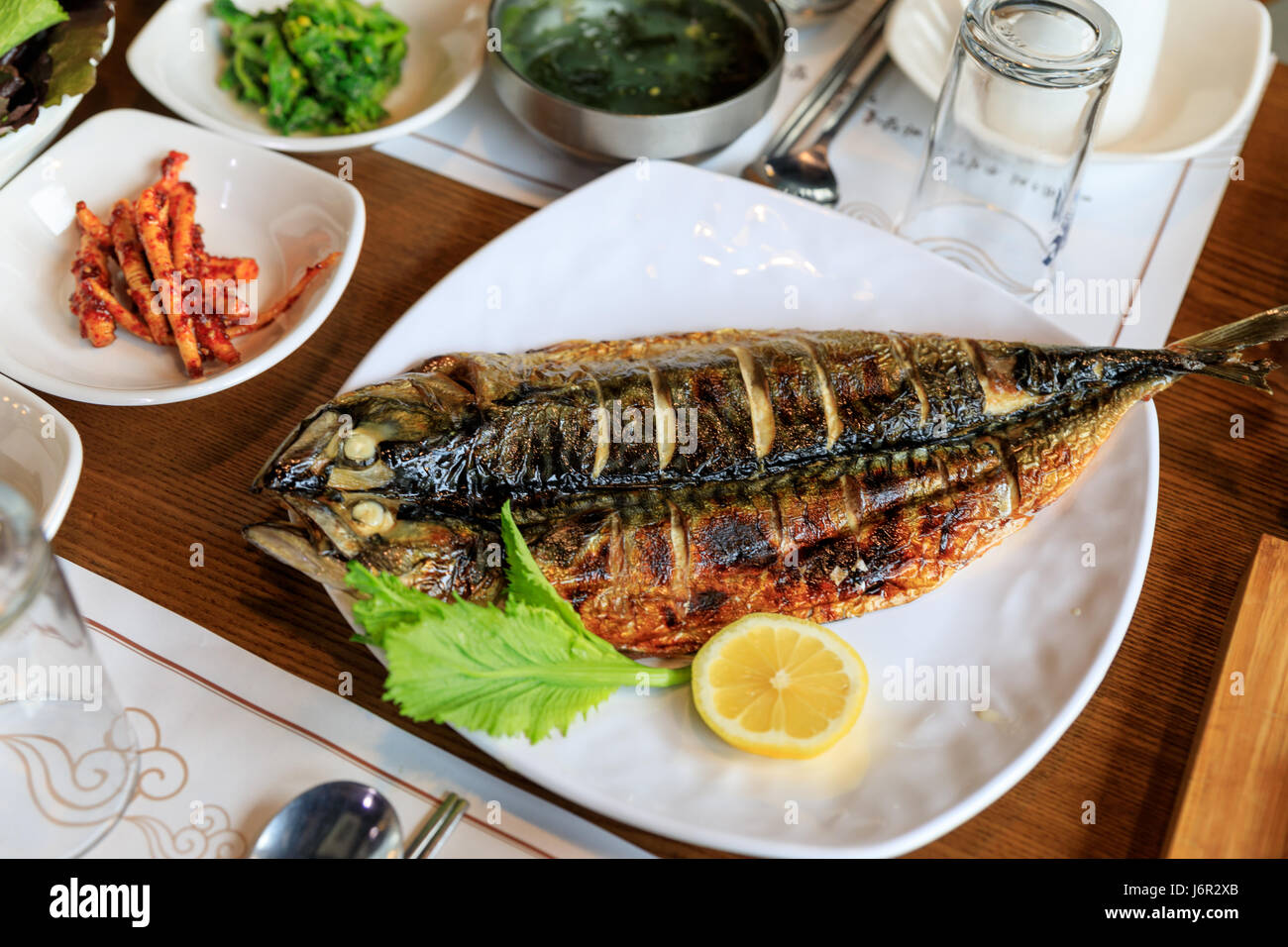 Grilled mackerel Korean food Stock Photo Alamy