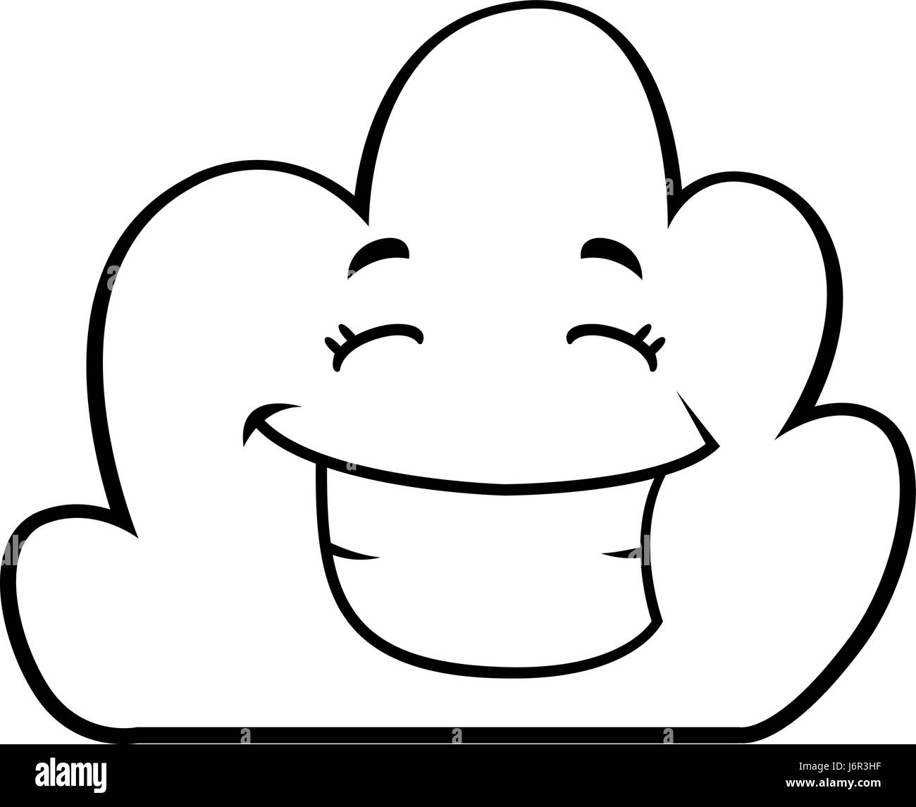 Cartoon white cloud happy Black and White Stock Photos & Images - Alamy
