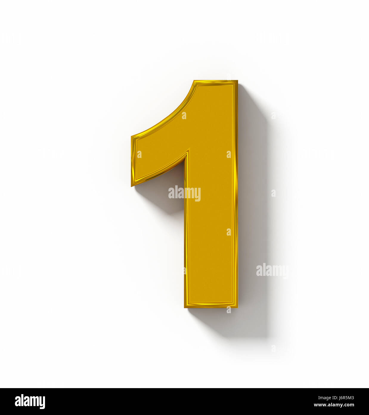 number 1 3D golden isolated on white with shadow - orthogonal ...