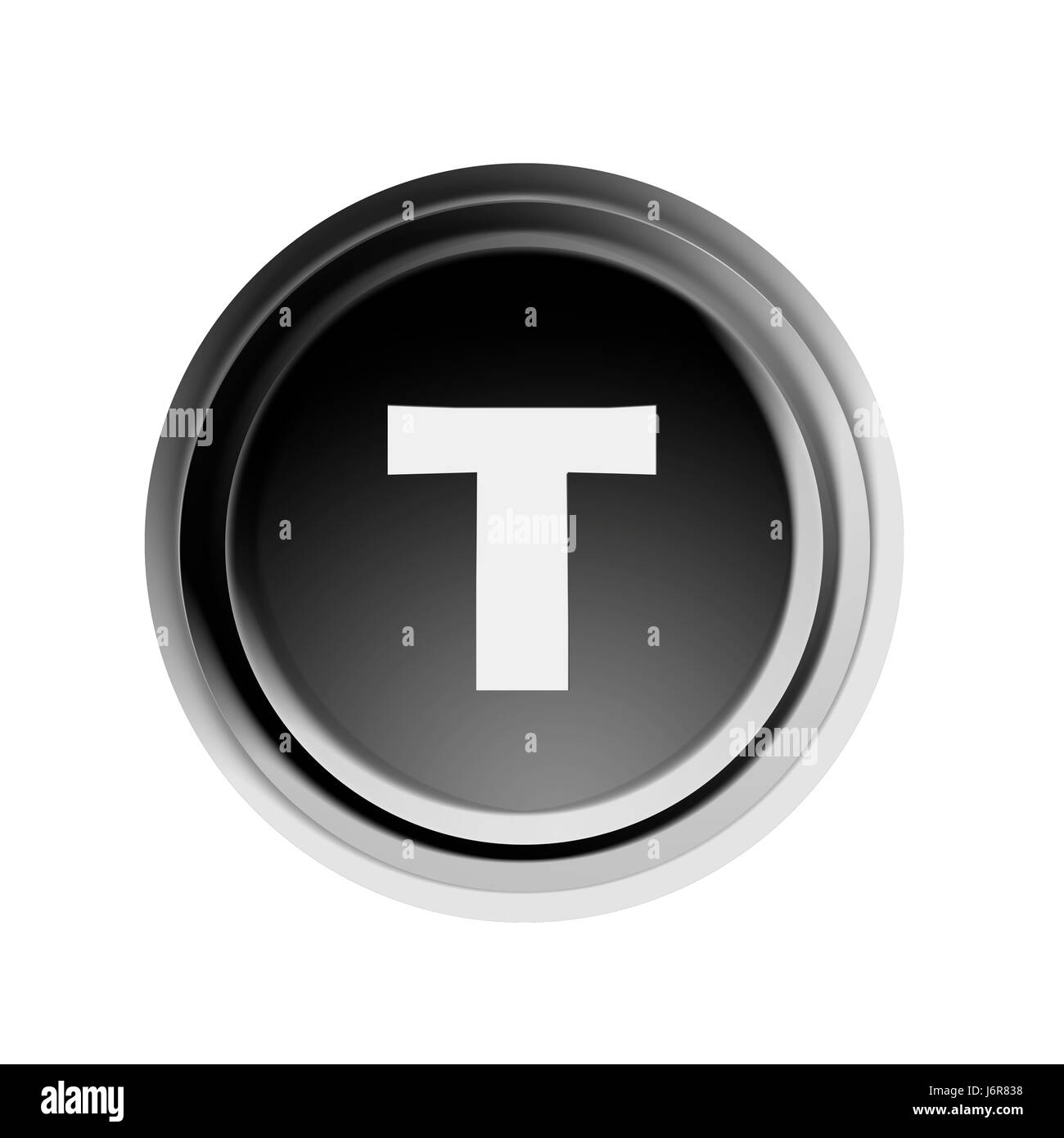 button with letter t Stock Photo