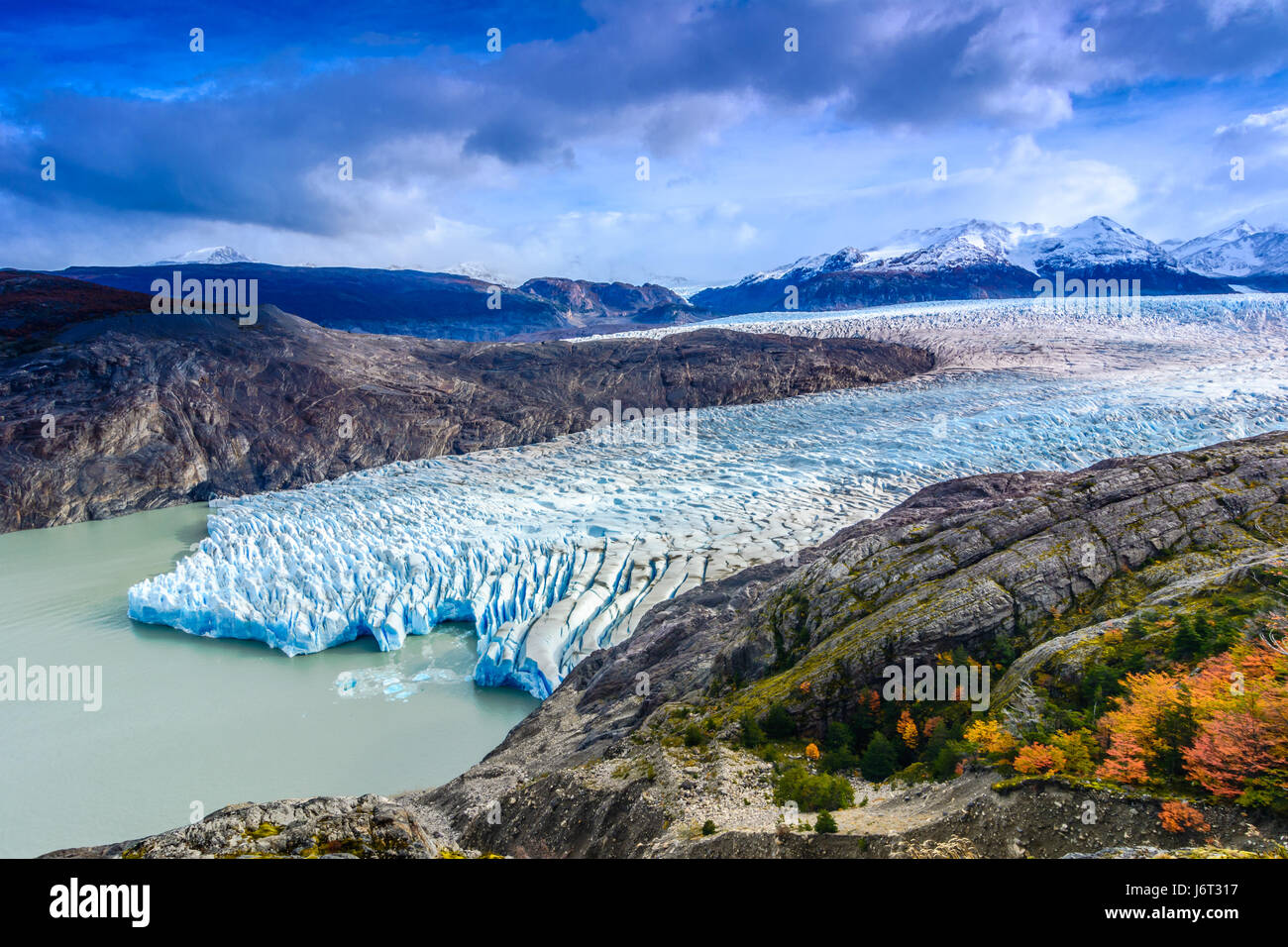 Grey Glacier,Patagonia, Chile - a glacier in the Southern Patagonian Ice Field, Cordillera del Paine Stock Photo