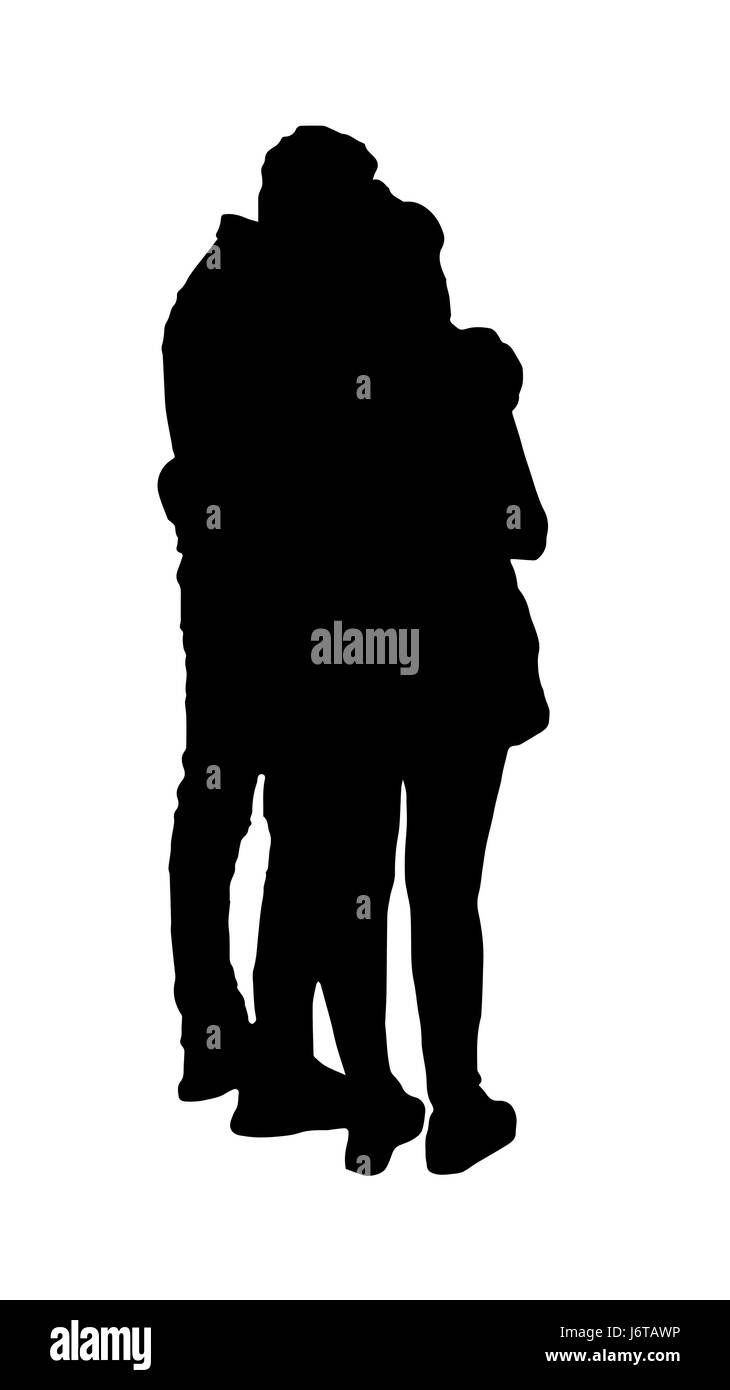 black silhouette vector - young couple man and woman standing hugged ...