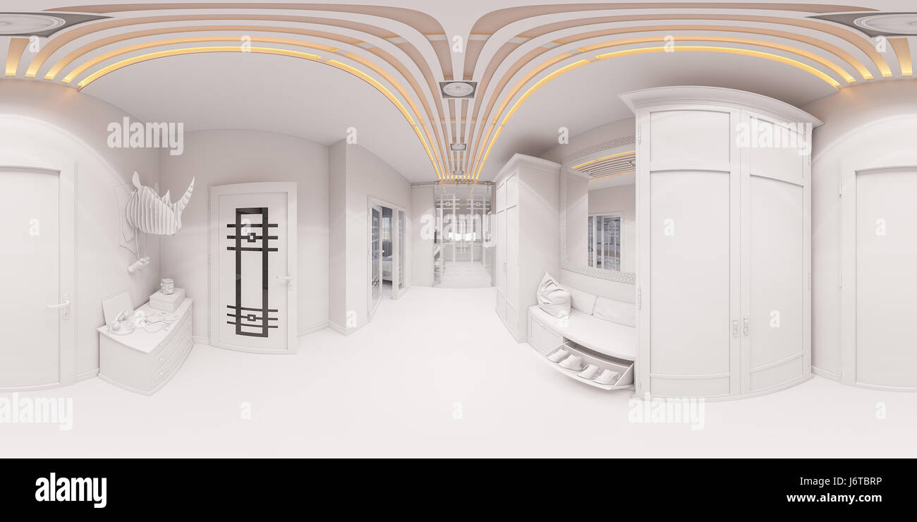 3d illustration hall interior design in classic style. Render is 