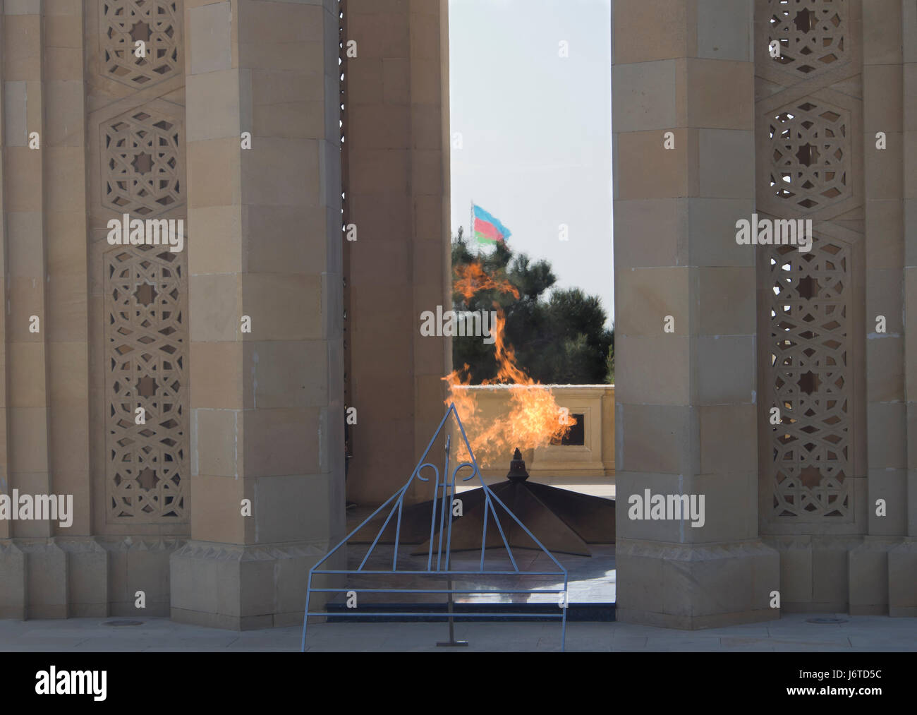 The Eternal Flame memorial at the Martyrs' Lane cemetery and park in Baku Azerbaijan, Stock Photo
