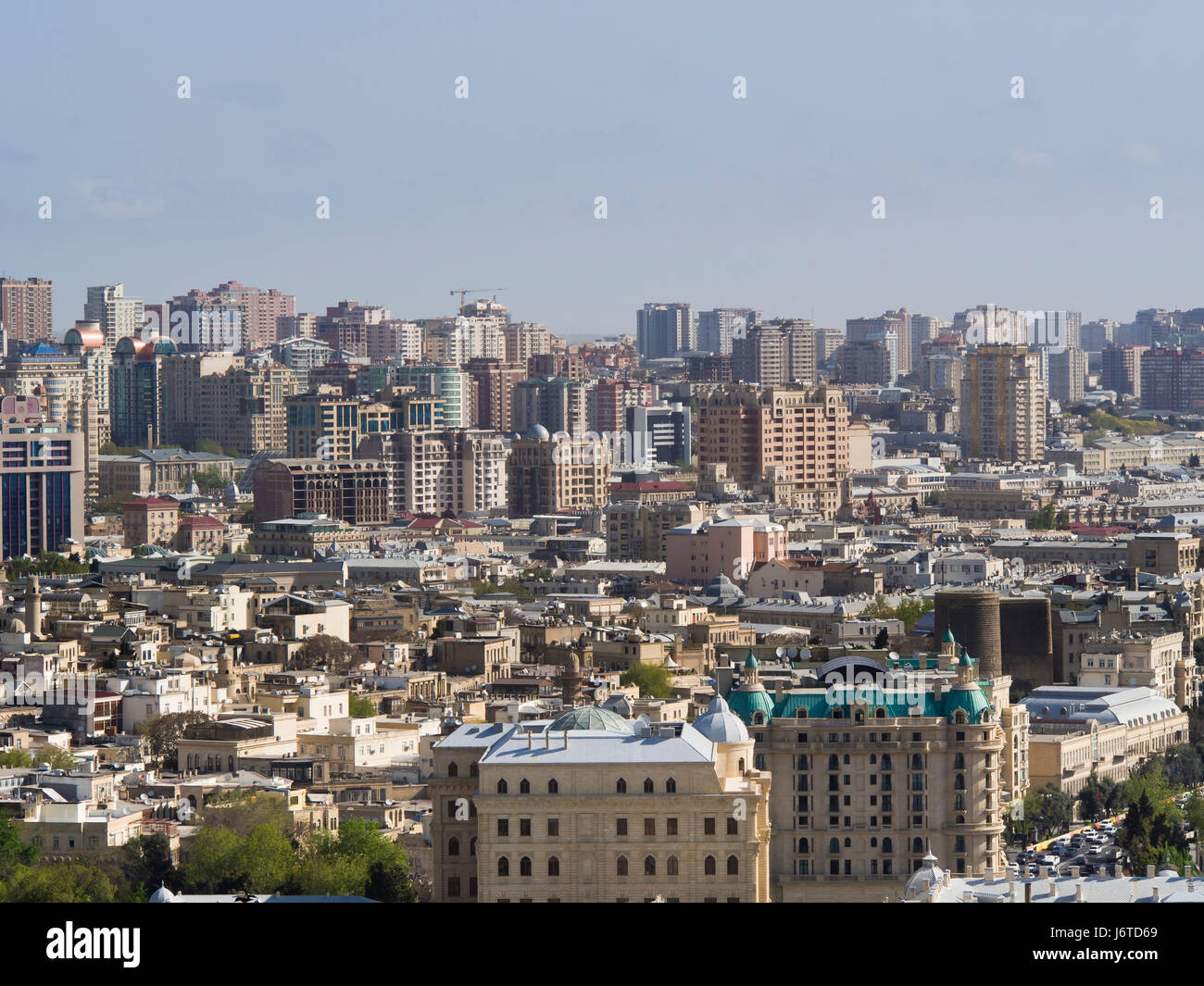 Baku, the capital city of Azerbaijan, on the shore of the Caspian sea ...