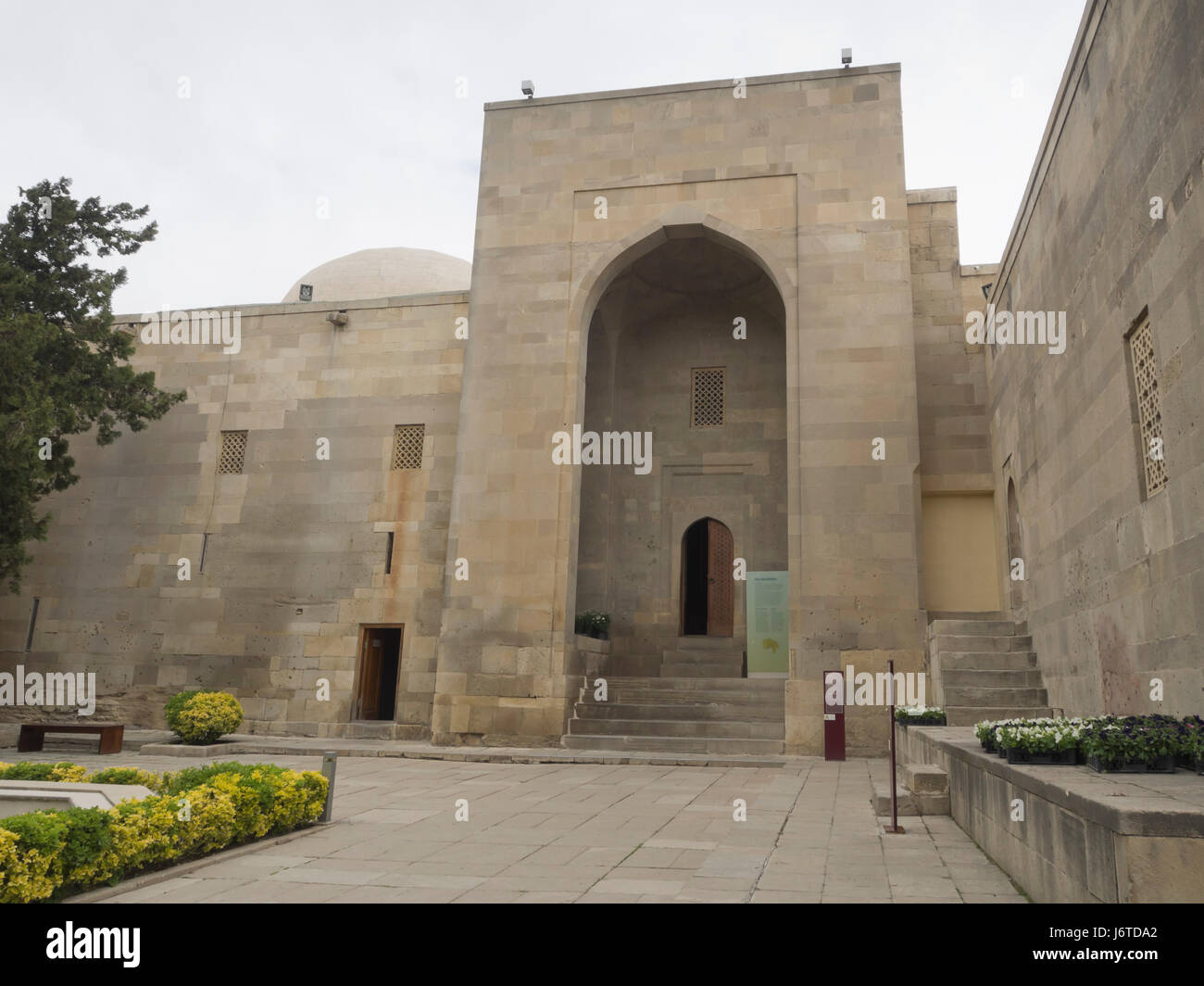 Palace of the Shirvanshahs, a Unesco world heritage site in the old walled city in Baku Azerbaijan, courtyard and main building Stock Photo