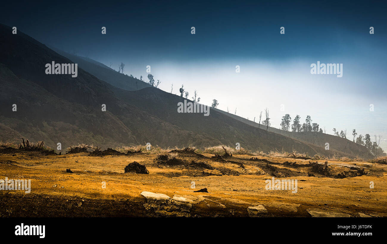 Sunrise at Kawah Ijen, popular view Indonesia. Stock Photo