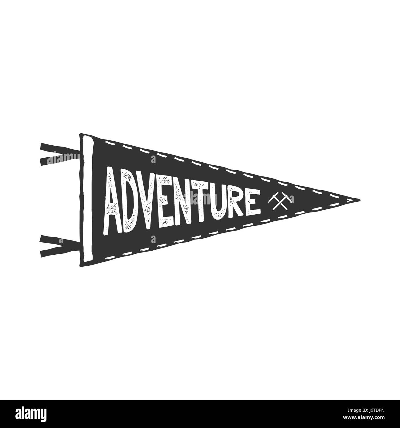 Adventure pennant design. Monochrome pendant template. Typography