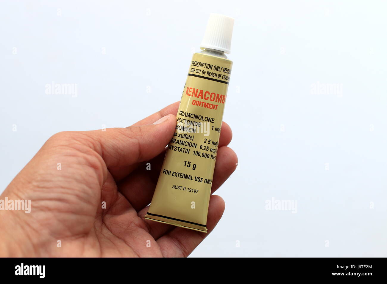 NOT AN ACTUAL MEDICATION, STOCK Photo Only! Kenacomb Ointment isolated against white background Stock Photo