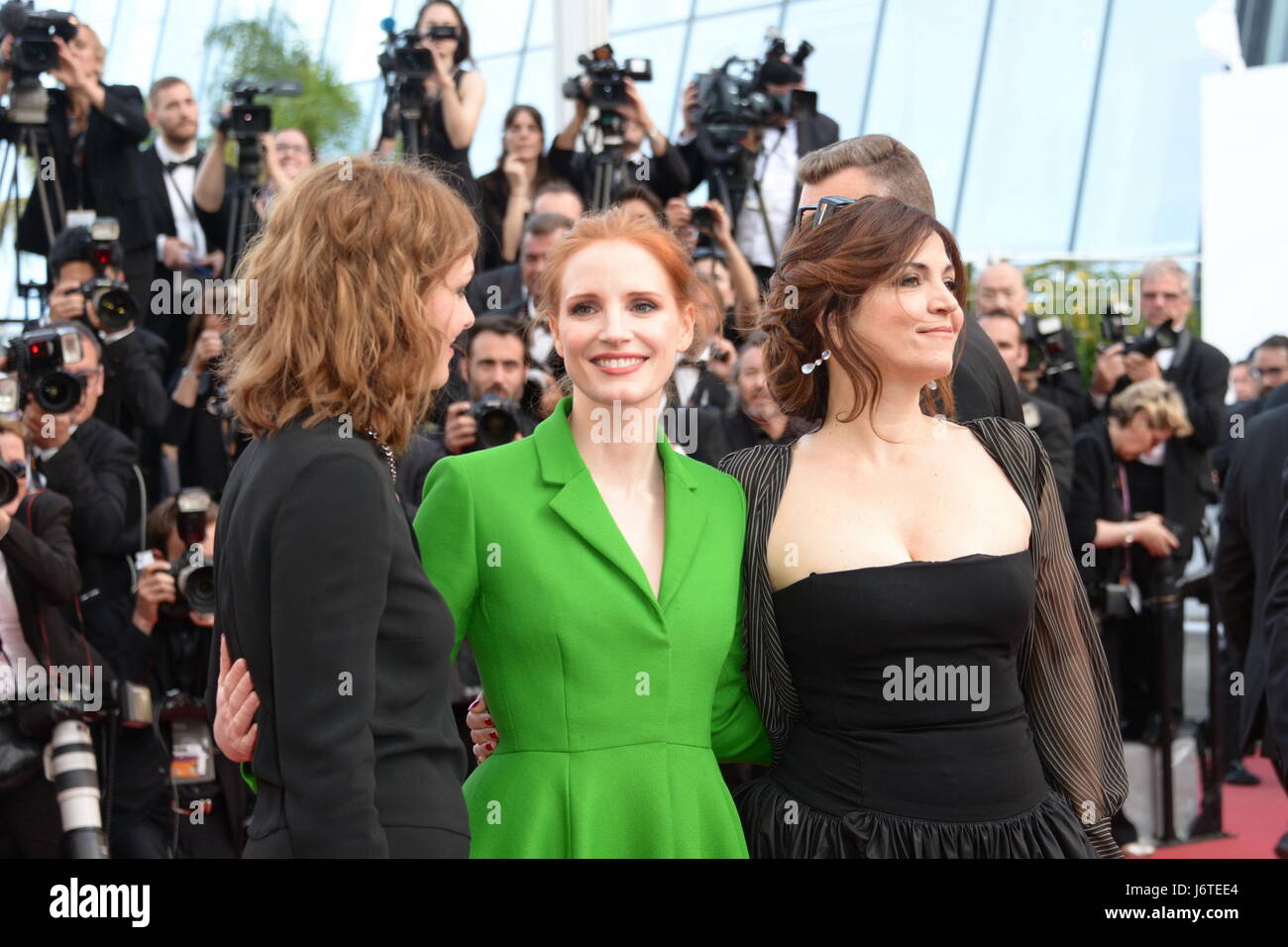 Cannes, France. 21st May, 2017. CANNES, FRANCE - MAY 21: Member of the Feature Film jury Agnes Jaoui, actress and member of the Feature Film jury Jessica Chastain and member of the Feature Film jury Maren Ade attend the 'The Meyerowitz Stories' screening during the 70th annual Cannes Film Festival at Palais des Festivals on May 21, 2017 in Cannes, France Credit: Frederick Injimbert/ZUMA Wire/Alamy Live News Stock Photo