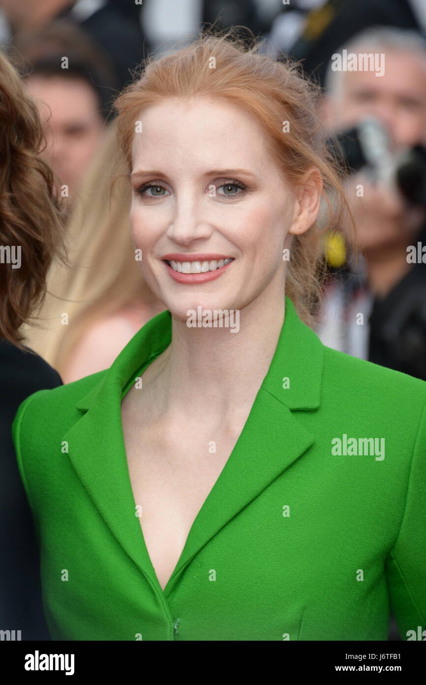Cannes, France. 21st May, 2017. JESSICA CHASTAIN during red carpet arrivals for 'The Meyerowitz Stories' premiere, at the 70th annual Cannes Film Festival. Credit: Frederick Injimbert/ZUMA Wire/Alamy Live News Stock Photo