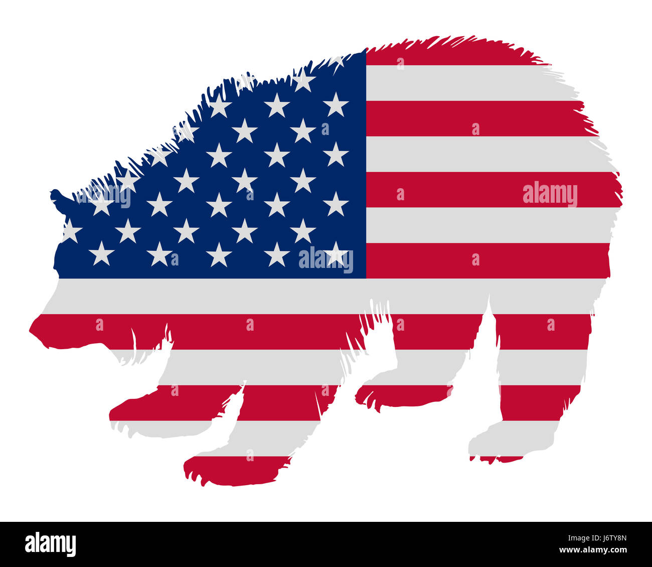 grizzly as america flag Stock Photo