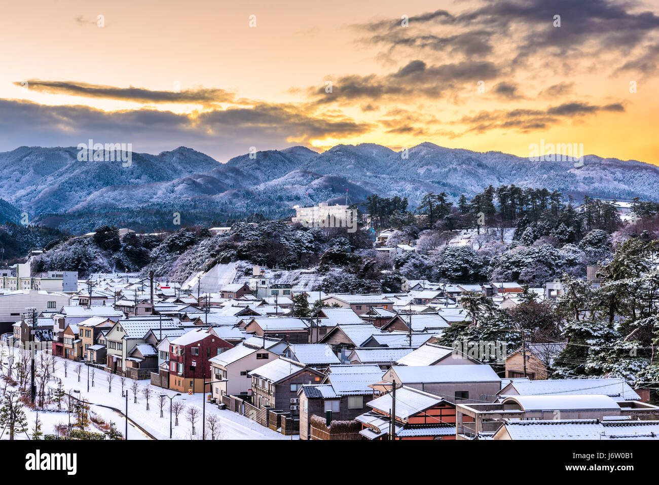 Wajima, Ishikawa, Japan town skyline. Stock Photo