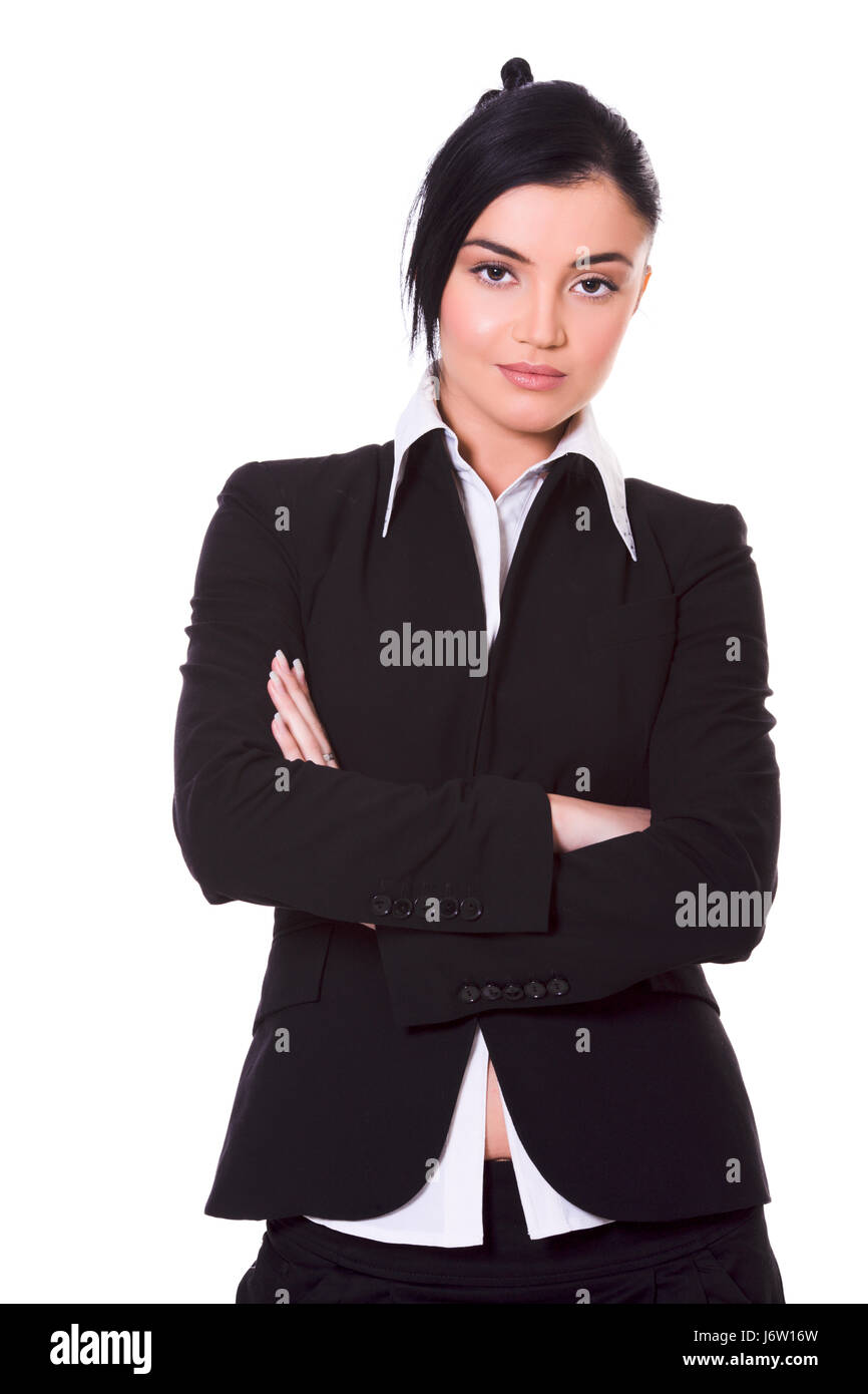 Portrait of a beautiful young confident business woman isolated on ...